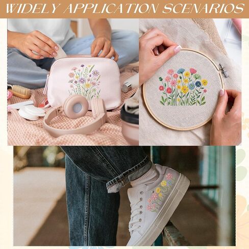 Water Soluble Embroidery Patterns Stabilizers, 3 Sheets Book Lover Stick and Stitch Papers Wash Away, Cat Flower Transfers Papers DIY Crafts Gifts for Hand Sewing Lover Beginners in Saudi Arabia