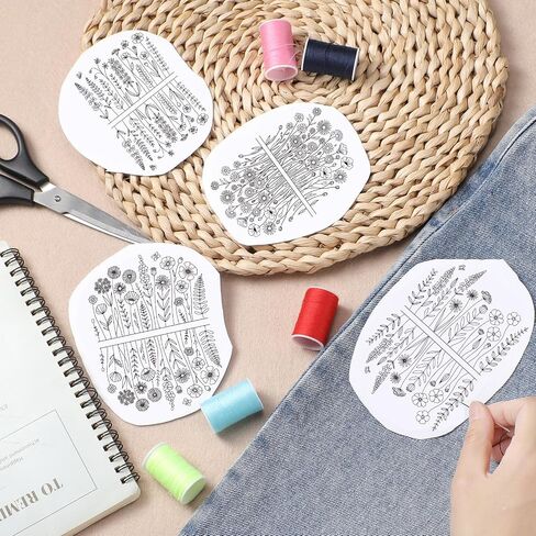 Water Soluble Embroidery Patterns Stabilizers, 3 Sheets Book Lover Stick and Stitch Papers Wash Away, Cat Flower Transfers Papers DIY Crafts Gifts for Hand Sewing Lover Beginners in Saudi Arabia
