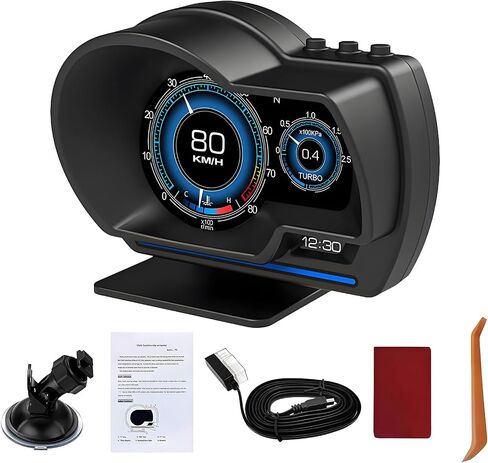 OBD2 GPS Dual System Car HUD Display - Digital Speedometer with Water Temp Voltage RPM - Universal Heads Up Display for Most Vehicles in Saudi Arabia