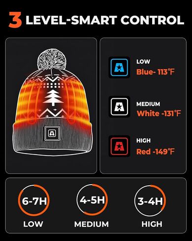 ARRIS Heated Beanie Hat with 3 Heating, Soft Knit Electric WinteHat for Skiing Hunting in Saudi Arabia