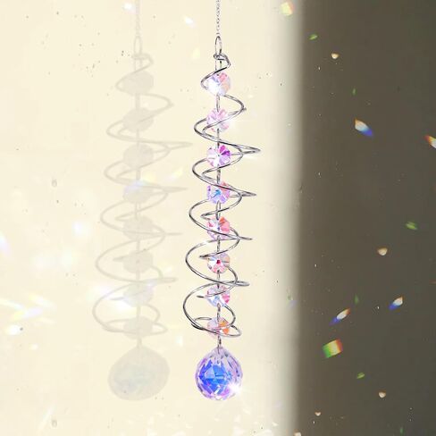 3D Spiral Tail Wind Rotating Crystal Ball Sun Catcher - Eternal Power Rainbow-Making Hanging Decoration in Saudi Arabia