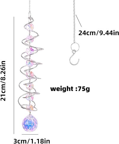 3D Spiral Tail Wind Rotating Crystal Ball Sun Catcher - Eternal Power Rainbow-Making Hanging Decoration in Saudi Arabia