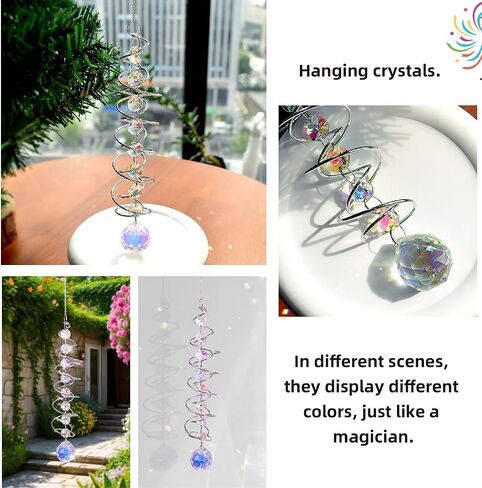 3D Spiral Tail Wind Rotating Crystal Ball Sun Catcher - Eternal Power Rainbow-Making Hanging Decoration in Saudi Arabia
