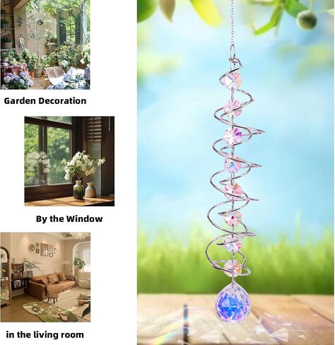 3D Spiral Tail Wind Rotating Crystal Ball Sun Catcher - Eternal Power Rainbow-Making Hanging Decoration in Saudi Arabia