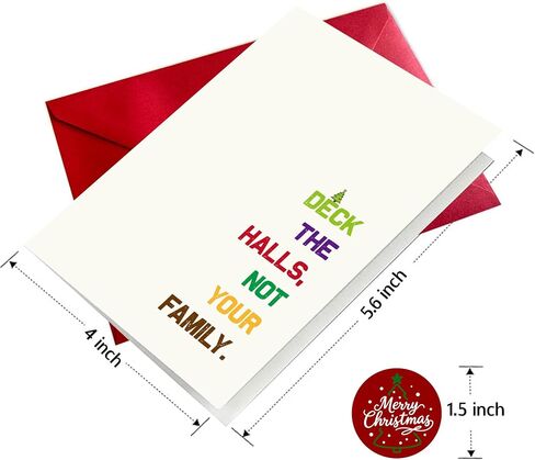 25 Pack 350GSM | 8 Different Minimalist Designs | 4x5.6 Inch Christmas Cards with Envelopes, Funny Christmas Cards for Husband & Dad & Sister & Brother & Mom & Son & Daughter in Saudi Arabia
