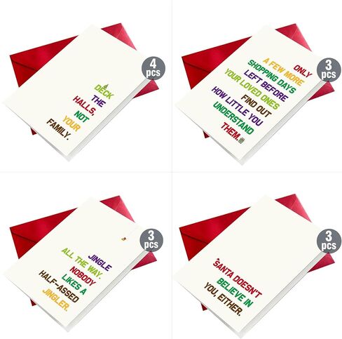 25 Pack 350GSM | 8 Different Minimalist Designs | 4x5.6 Inch Christmas Cards with Envelopes, Funny Christmas Cards for Husband & Dad & Sister & Brother & Mom & Son & Daughter in Saudi Arabia