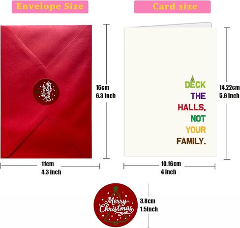 25 Pack 350GSM | 8 Different Minimalist Designs | 4x5.6 Inch Christmas Cards with Envelopes, Funny Christmas Cards for Husband & Dad & Sister & Brother & Mom & Son & Daughter in Saudi Arabia