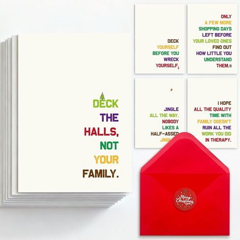 25 Pack 350GSM | 8 Different Minimalist Designs | 4x5.6 Inch Christmas Cards with Envelopes, Funny Christmas Cards for Husband & Dad & Sister & Brother & Mom & Son & Daughter in Saudi Arabia
