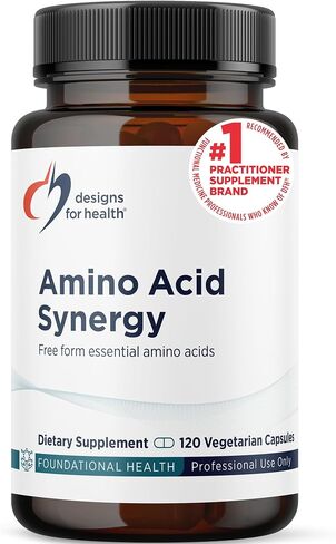 Designs for Health Amino Acid Synergy - Vegetarian Essential Amino Acids Supplement with BCAAs, Alpha-Ketoglutarate, Methionine + B6 (P-5-P) - Support for Athletes + Muscles (120 Capsules) in Saudi Arabia