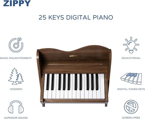 ZIPPY Kids Piano Keyboard, 25 Keys Digital Piano for Kids, Volume Adjustable, Mini Music Educational Instrument Toy, Wood Toy for Toddlers Girls Boys (Red) in Saudi Arabia