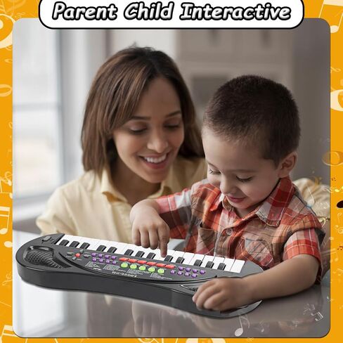32 Keys Kids Piano Keyboard Toys, Multifunction Keyboard for Kids - Children Early Learning Educational Music Piano Toys for 3-8 Year Old Boys and Girls (Black) in Saudi Arabia