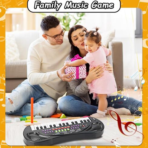 32 Keys Kids Piano Keyboard Toys, Multifunction Keyboard for Kids - Children Early Learning Educational Music Piano Toys for 3-8 Year Old Boys and Girls (Black) in Saudi Arabia