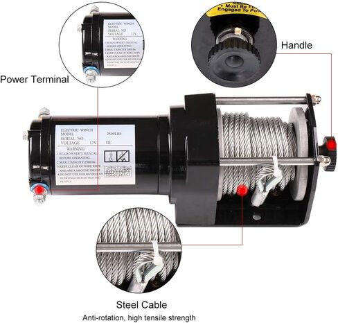 SCITOO 12V 2500lb Electric Towing Winch for ATV/UTV Synthetic Rope IP67 Waterproof Winchs Kits Off Road with wireless/wired Controller, Hawse Fairlead, Mounting Plate in Saudi Arabia