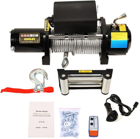 SCITOO 12V 8000lb Electric Towing Winch for ATV/UTV Synthetic Rope IP67 Waterproof Winchs Kits Off Road with wireless/wired Controller, Hawse Fairlead, Mounting Plate in Saudi Arabia