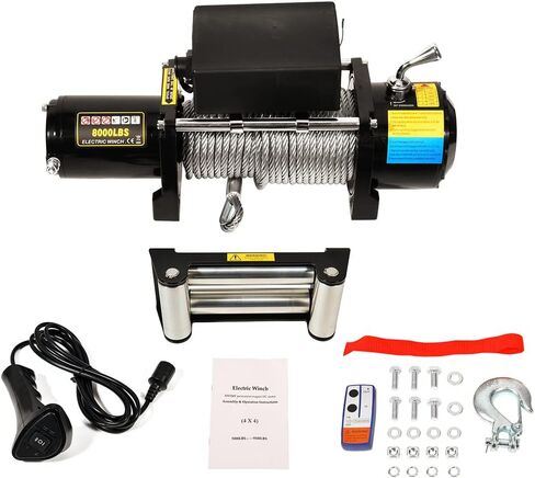 SCITOO 12V 8000lb Electric Towing Winch for ATV/UTV Synthetic Rope IP67 Waterproof Winchs Kits Off Road with wireless/wired Controller, Hawse Fairlead, Mounting Plate in Saudi Arabia