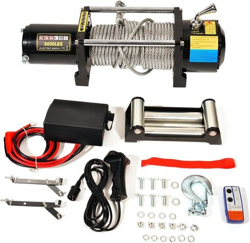 SCITOO 12V 8000lb Electric Towing Winch for ATV/UTV Synthetic Rope IP67 Waterproof Winchs Kits Off Road with wireless/wired Controller, Hawse Fairlead, Mounting Plate in Saudi Arabia