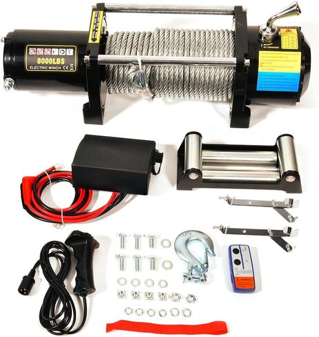 SCITOO 12V 8000lb Electric Towing Winch for ATV/UTV Synthetic Rope IP67 Waterproof Winchs Kits Off Road with wireless/wired Controller, Hawse Fairlead, Mounting Plate in Saudi Arabia