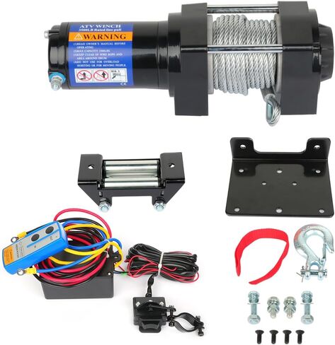 SCITOO 12V 3500LB Electric Towing Winch for ATV/UTV Synthetic Rope IP67 Waterproof Winchs Kits Off Road with wireless/wired Controller, Hawse Fairlead, Mounting Plate in Saudi Arabia