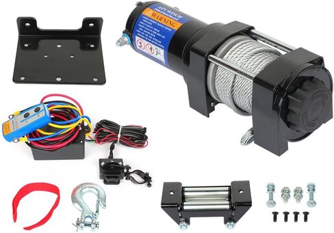 SCITOO 12V 3500LB Electric Towing Winch for ATV/UTV Synthetic Rope IP67 Waterproof Winchs Kits Off Road with wireless/wired Controller, Hawse Fairlead, Mounting Plate in Saudi Arabia