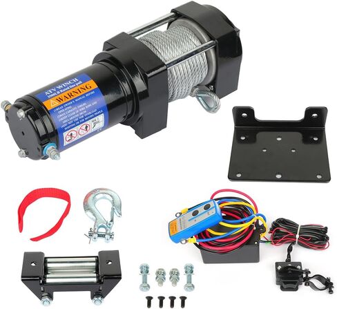 SCITOO 12V 3500LB Electric Towing Winch for ATV/UTV Synthetic Rope IP67 Waterproof Winchs Kits Off Road with wireless/wired Controller, Hawse Fairlead, Mounting Plate in Saudi Arabia