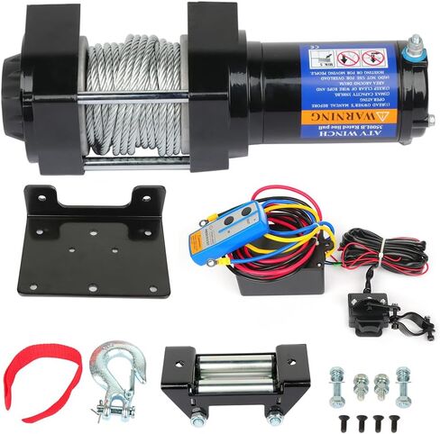 SCITOO 12V 3500LB Electric Towing Winch for ATV/UTV Synthetic Rope IP67 Waterproof Winchs Kits Off Road with wireless/wired Controller, Hawse Fairlead, Mounting Plate in Saudi Arabia