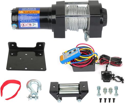 SCITOO 12V 3500LB Electric Towing Winch for ATV/UTV Synthetic Rope IP67 Waterproof Winchs Kits Off Road with wireless/wired Controller, Hawse Fairlead, Mounting Plate in Saudi Arabia