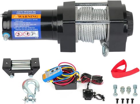 SCITOO 12V 3500LB Electric Towing Winch for ATV/UTV Synthetic Rope IP67 Waterproof Winchs Kits Off Road with wireless/wired Controller, Hawse Fairlead, Mounting Plate in Saudi Arabia