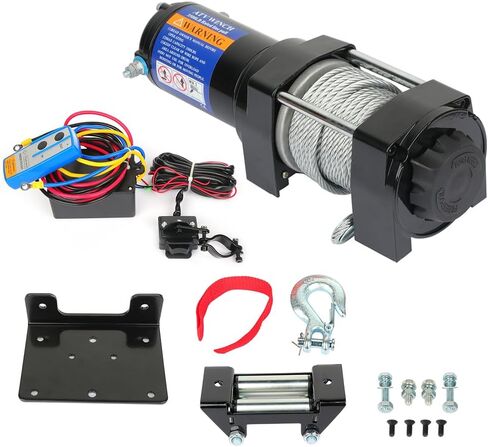 SCITOO 12V 3500LB Electric Towing Winch for ATV/UTV Synthetic Rope IP67 Waterproof Winchs Kits Off Road with wireless/wired Controller, Hawse Fairlead, Mounting Plate in Saudi Arabia