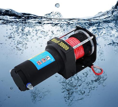 ونش سحب كهربائي 12 فولت 3000 رطل IP68 مقاوم للماء مع جهاز تحكم عن بعد لاسلكي وحبل صناعي Hawse Fairlead لاستعادة القوارب على الطرق الوعرة ATV/UTV in Kuwait