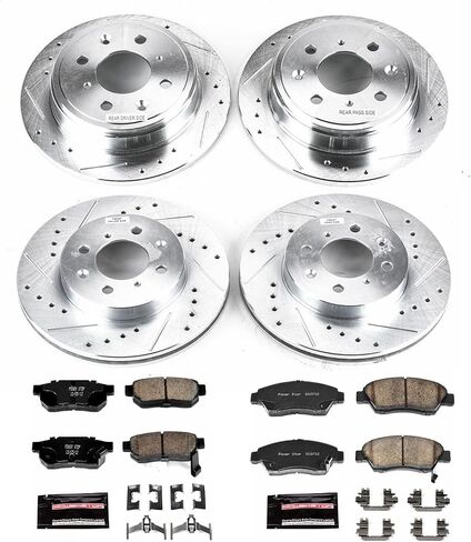 Power Stop K695 Front and Rear Z23 Carbon Fiber Brake Pads with Drilled & Slotted Brake Rotors Kit For Honda Civic del Sol 1994-1997 [Model Specific] in Saudi Arabia