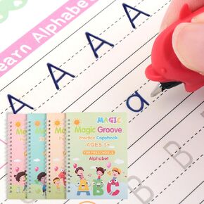Grooved Handwriting Practice Books, Reusable Magic Writing Workbook for Kids Age 3-8, Magic Grooved Writing Practice Books for Preschool & Kindergarten in Kuwait