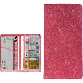 Car Registration and Insurance Holder, Bling Premium Leather Auto Glove Box Document Organizer with Magnetic Shut, Waterproof Car Document Holder for Cards, Driver License (Blue) in Kuwait