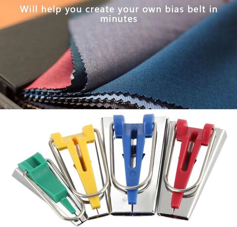 Bias Tape Maker Set 4Pcs Stainless Steel Manual Sewing Accessories for DIY Hand Made Cloth Patch Work Hemming and Piping Tools in Saudi Arabia
