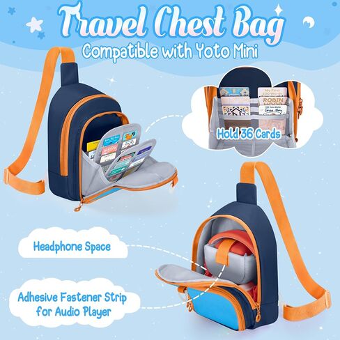 Carrying Chest Bag Compatible with Yoto Mini (2024 Edition) and Headphone, Card Holder up to 36 Cards, Travel Storage Case for Audio Player Accessories, with Adjustable Strap, Pink (Bag Only) in Saudi Arabia
