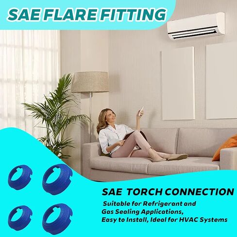 2 × 1/4 بوصة و2 × 3/8 بوصة تركيبات مضيئة SAE مانعة للتسرب، وصلات مضيئة SAE مانعة للتسرب HVAC تمنع تسرب غاز التبريد، مجموعة مانعة للتسرب لصمام شريدر، التبريد، التدفئة والتهوية وتكييف الهواء ومجموعة سبليت صغيرة in Kuwait