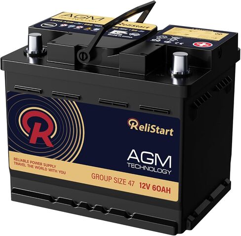 AGM Battery BCI Group 47 Car Battery-12v 60Ah H5 Size 47 Automotive Battery, 12V Battery Start and Stop Rechargeable Auto Starting Power, Deep Cycle,105RC, 680CCA in Saudi Arabia