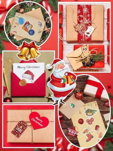 مجموعة ختم الشمع لعيد الميلاد من Lanstics ختم الشمع برأس نحاسي، 300 قطعة من خرز الشمع الختم في 3 ألوان، قطعتين من القلم المعدني، مقبض خشبي، ملعقة ذوبان، شموع الشاي لأظرف البطاقات، تغليف الهدايا in Kuwait