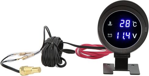 Yosoo Health Gear Digital Water Temperature Gauge LED Voltmeter, Round Water Coolant Temperature Gauge Kit DC 9V36V Water Temp Gauge for Car Motorcycle ATV in Saudi Arabia