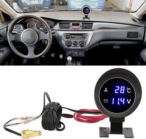 Yosoo Health Gear Digital Water Temperature Gauge LED Voltmeter, Round Water Coolant Temperature Gauge Kit DC 9V36V Water Temp Gauge for Car Motorcycle ATV in Saudi Arabia