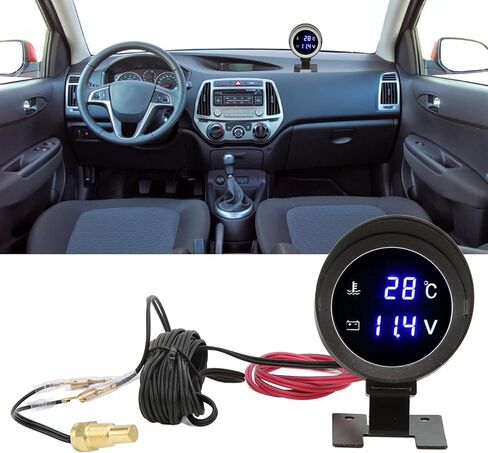 Yosoo Health Gear Digital Water Temperature Gauge LED Voltmeter, Round Water Coolant Temperature Gauge Kit DC 9V36V Water Temp Gauge for Car Motorcycle ATV in Saudi Arabia