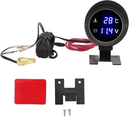 Yosoo Health Gear Digital Water Temperature Gauge LED Voltmeter, Round Water Coolant Temperature Gauge Kit DC 9V36V Water Temp Gauge for Car Motorcycle ATV in Saudi Arabia