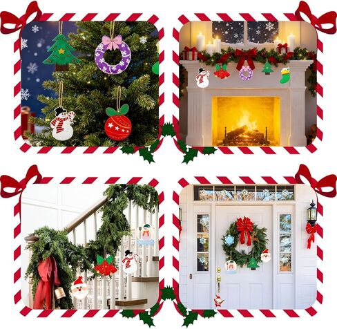60 PCS Unfinished Wooden Christmas Ornaments to Paint 12 Styles Wood Ornaments for Crafts, DIY Christmas Tree Ornaments Craft Kit for Kids with Bells, Color Pens and Paint Set, Christmas Ornaments Set in Saudi Arabia