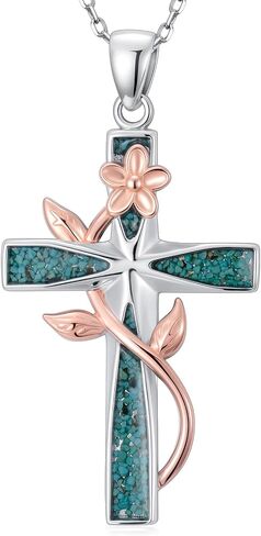 JUSTKIDSTOY Cross Necklace for Women 925 Sterling Silver Cross Pendant Necklaces Religious Jewelry Gifts for Wife in Saudi Arabia