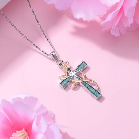 JUSTKIDSTOY Cross Necklace for Women 925 Sterling Silver Cross Pendant Necklaces Religious Jewelry Gifts for Wife in Saudi Arabia