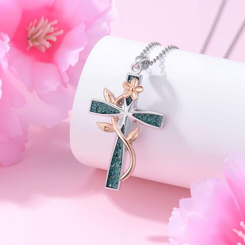 JUSTKIDSTOY Cross Necklace for Women 925 Sterling Silver Cross Pendant Necklaces Religious Jewelry Gifts for Wife in Saudi Arabia