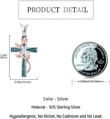 JUSTKIDSTOY Cross Necklace for Women 925 Sterling Silver Cross Pendant Necklaces Religious Jewelry Gifts for Wife in Saudi Arabia