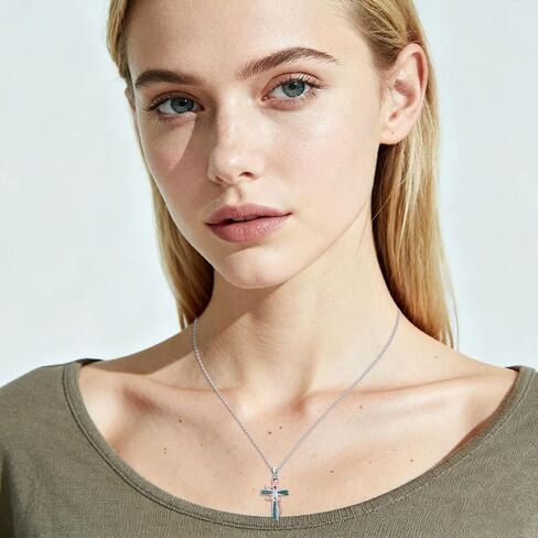 JUSTKIDSTOY Cross Necklace for Women 925 Sterling Silver Cross Pendant Necklaces Religious Jewelry Gifts for Wife in Saudi Arabia