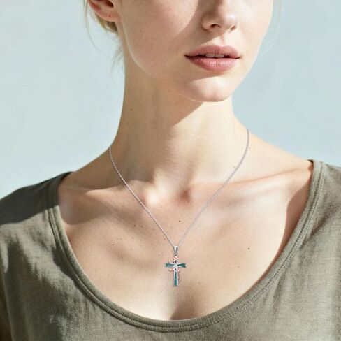 JUSTKIDSTOY Cross Necklace for Women 925 Sterling Silver Cross Pendant Necklaces Religious Jewelry Gifts for Wife in Saudi Arabia