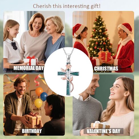 JUSTKIDSTOY Cross Necklace for Women 925 Sterling Silver Cross Pendant Necklaces Religious Jewelry Gifts for Wife in Saudi Arabia