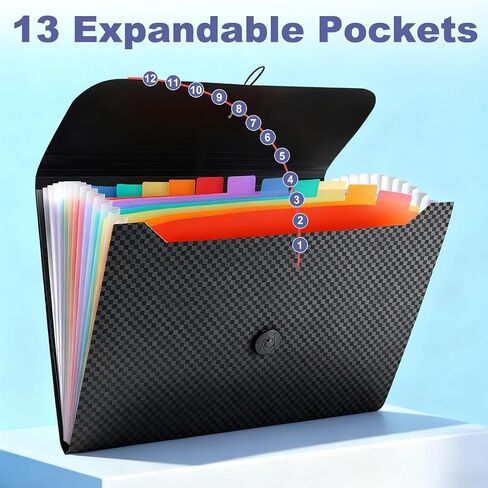 File Organizer, 13-Pocket Expanding Folder + Large Accordion Divider | Great for Home, Office, Travel & Classroom in Saudi Arabia